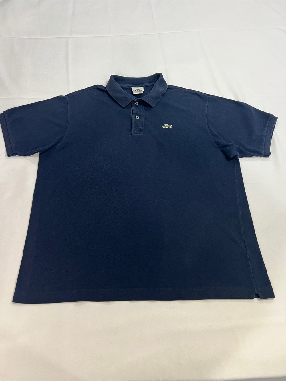 Lacoste Men's Dark Navy Polo with Green Crocodile Logo Size 7/XL